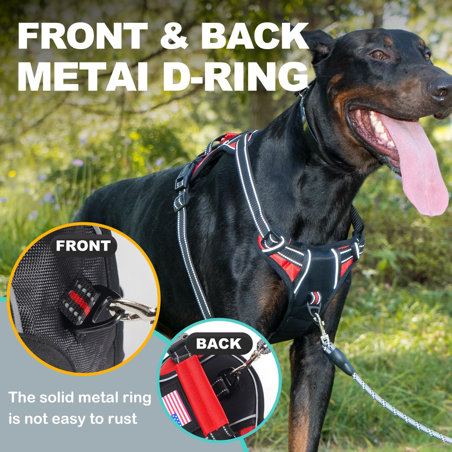 Wocume Dog Vest Harness For Small Dogs With 2 Dog Patches, No Pull Adjustable Dog Harness With Handle For Walking Training, Refl